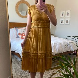 Current Air sereia pleated midi dress in marigold size large